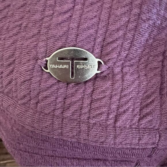 TAHARI Sport Oversized Purple Pull Over Top Lg Collar HiLo size Large - Picture 7 of 9